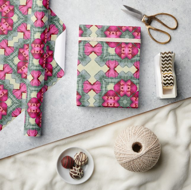 Papel De Presente Namorados de corações vermelhos do abstrato padrão (Artesanato)