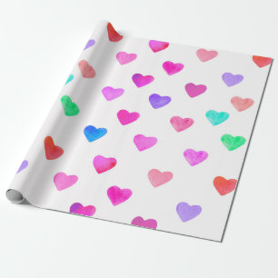Papel De Presente namorados de padrão de cor d'água pintado manualme