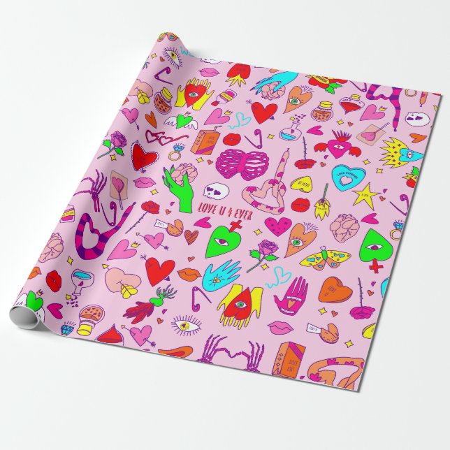 Papel De Presente namorados gótico assustador crânio humano poção do (Desenrolado)