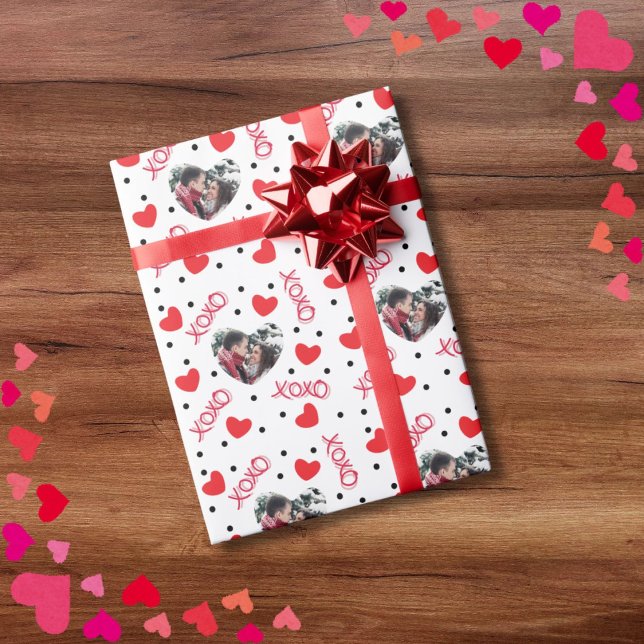 Papel De Presente Namorados personalizado fotografia love Hearo xoxo (Criador carregado)