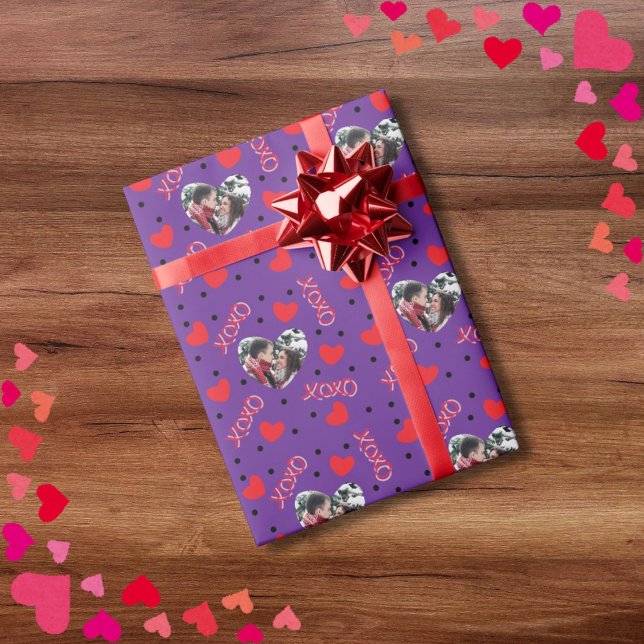 Papel De Presente Namorados personalizado fotomamame coração xoxo (Criador carregado)