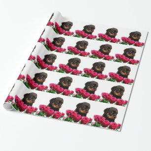 Papel De Presente Namorados Rosa Rottweiler