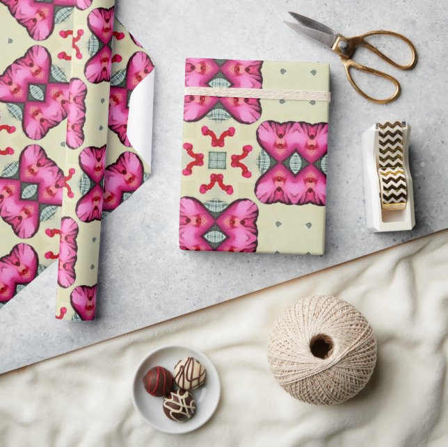 Papel De Presente Namorados vermelho abstrato padrão 9 (Artesanato)