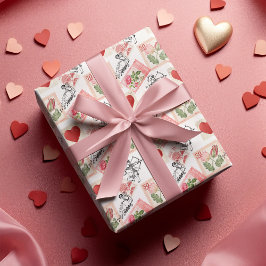 Papel De Presente Namorados Vintage Cupid e Carimbos