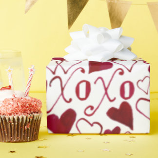 Papel De Presente Namorados XXOO Tema Vintage Caligrafia Vermelha