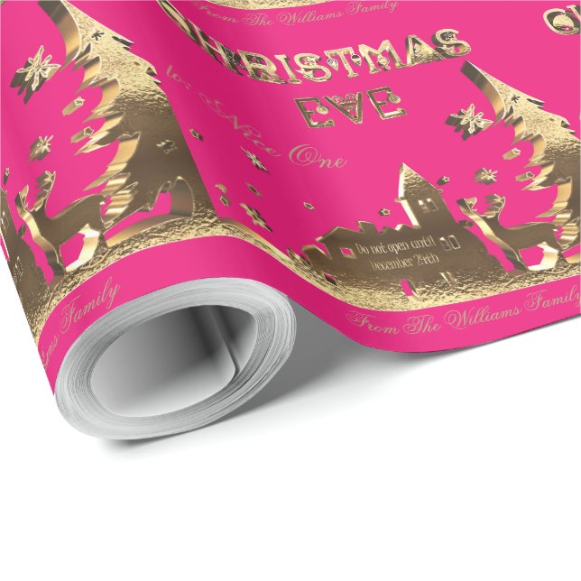 Papel De Presente Não abrir até à véspera de Natal, rosa-claro (Ponta do rolo)