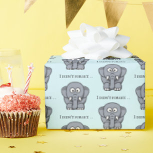 Papel De Presente Não Esqueci Elefante Cinza Engraçado Desenho Anima