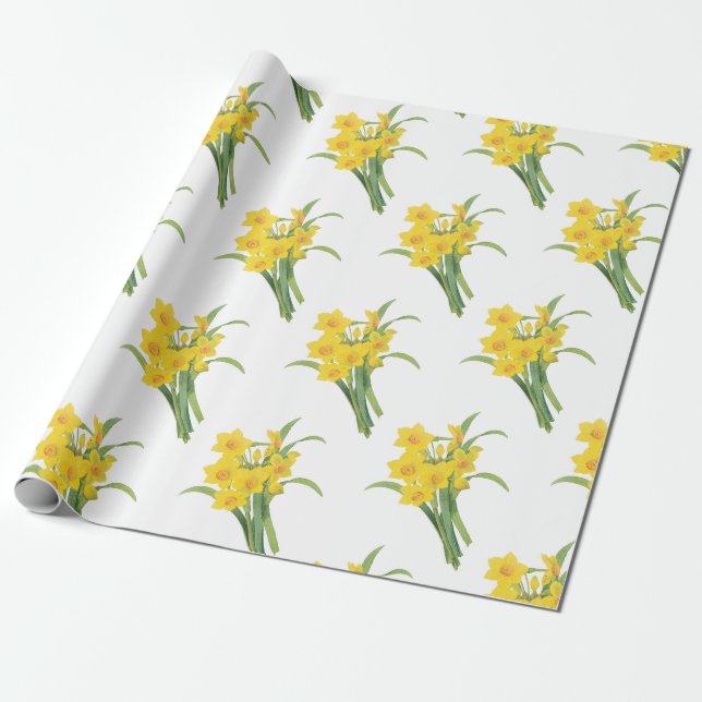 Papel De Presente Narcissus Flower Pattern (Desenrolado)
