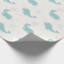 Papel De Presente Narwhal e Starfish Padrão White