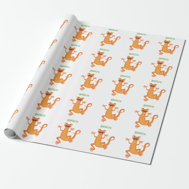 Papel De Presente Nata-dançarina de laranja feliz e giro (Desenrolado)