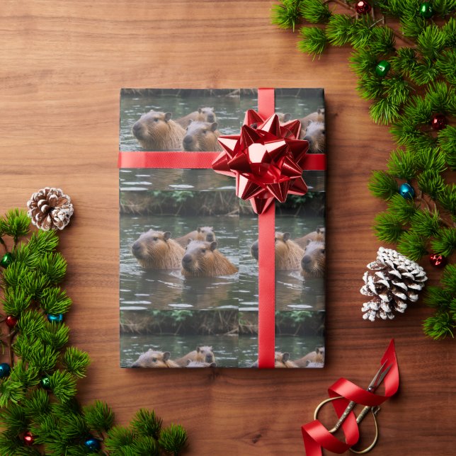 Papel De Presente Natação dos capivaras no rio,  (Presente de Natal)