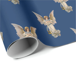 Papel De Presente Natais vintages Angel Dark Blue Holiday