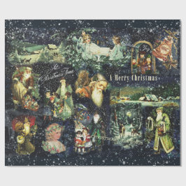 Papel De Presente Natais vintages Blue Snowy Night