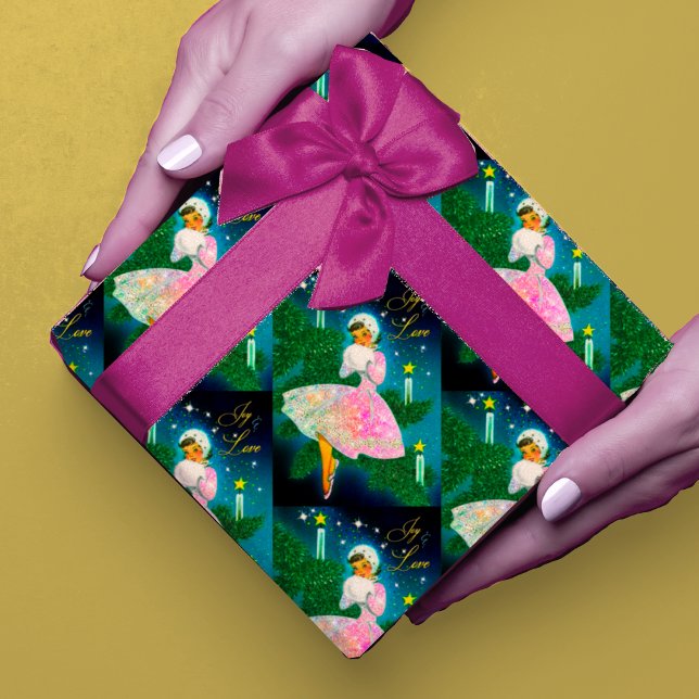 Papel De Presente Natais vintages brilho iridescente (Criador carregado)