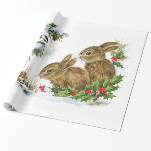 Papel De Presente Natais vintages Bunnies