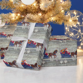 Papel De Presente Natais vintages, Cavalo de Papai Noel Aberto