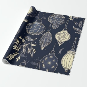 Papel De Presente Natais vintages, cinza de padrões