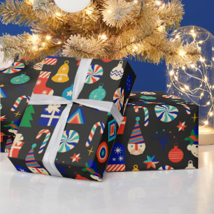 Papel De Presente Natais vintages, Colagem de Ornamentos