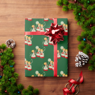 Papel De Presente natais vintages da década de 50 com embrulho de pr