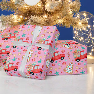 Papel De Presente Natais vintages de aquarela caminham com doce