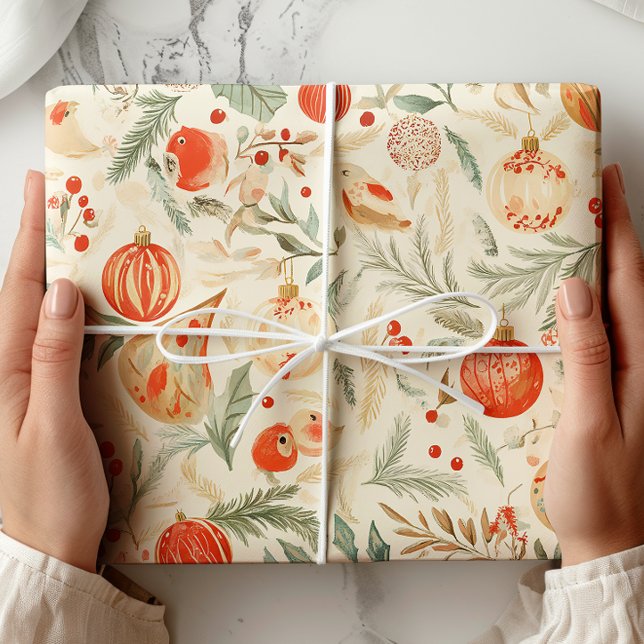 Papel De Presente Natais vintages de Aves Aquáticas (Criador carregado)
