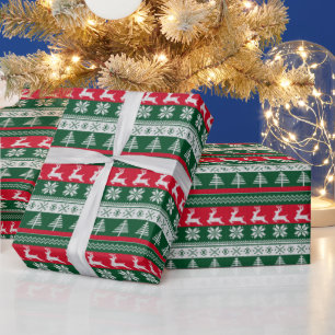 Papel De Presente Natais vintages de suéter de Natal vermelho e ganâ