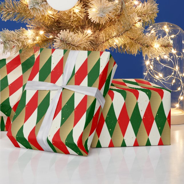 Papel De Presente Natais vintages Diamantes do Harlequin (Feriados)