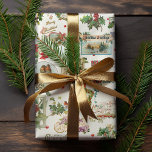 Papel De Presente Natais vintages Festivos Saudações Collage-Ecru<br><div class="desc">Padrão de férias sem costura,  festivo,  divertido e único,  que apresenta boas-vindas à época de Natal Feliz,  em caracteres decorativos,  com os tradicionais embelezamentos florais,  incluindo o Holly,  fitas,  anjos,  vinhetas de inverno,  aves e morangos vermelhos. Écru.</div>