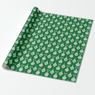 Papel De Presente Natais vintages Ornaments Green Wrappaper