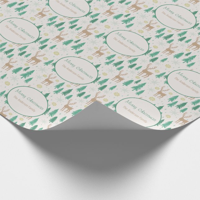 Papel De Presente Natais vintages Reindeer Pine Family (Ponta)