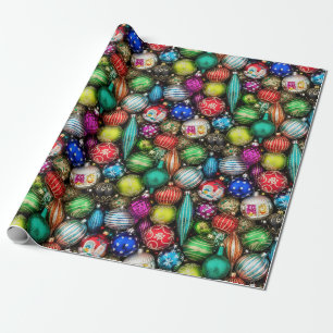Papel De Presente Natais vintages Retro Jumble de Ornamento