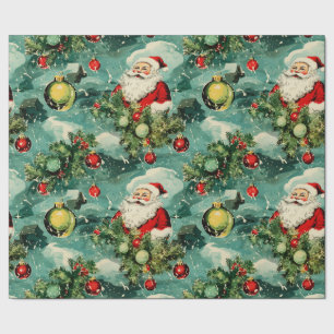 Papel De Presente Natais vintages Retro: Papais noeis de inverno