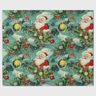 Papel De Presente Natais vintages Retro: Papais noeis de inverno