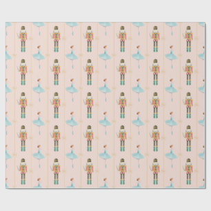 Papel De Presente Natais vintages Rosa Nutcracker Ballerina