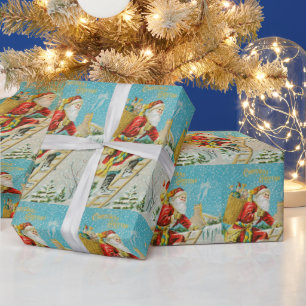 Papel De Presente Natais vintages santa claus embrulhando papel