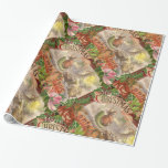 Papel De Presente Natais vintages Santa Claus Sleigh<br><div class="desc">Este Papai noel vintage está acenando enquanto ele está no trenó sendo puxado pela paisagem de inverno pela sua equipe de renas. Todas as imagens são vitorianas — de livros antigos e cartões vitorianos,  perfeitos para os presentes de Natal para os vossos entes queridos.</div>