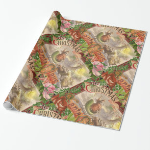 Papel De Presente Natais vintages Santa Claus Sleigh