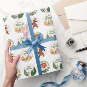 Papel De Presente Natal à volta do World Sticker Set Celebrate