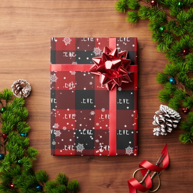 Papel De Presente Natal ACREDITE Texto em Flocos de Neve  (Presente de Natal)