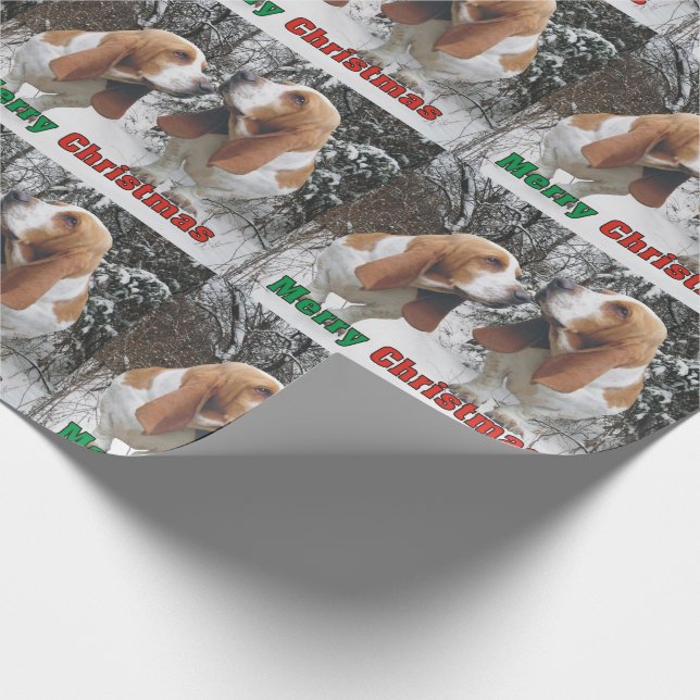 Papel De Presente Natal alegre adorável de cães de Basset (Ponta)