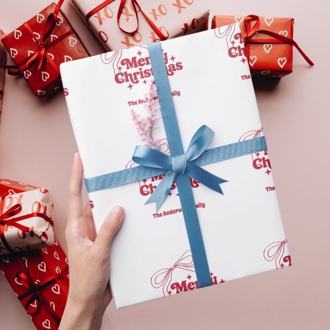 Papel De Presente Natal alegre arco desenhado à mão retrô (Criador carregado)