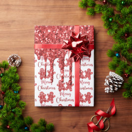 Papel De Presente Natal alegre brilho vermelho