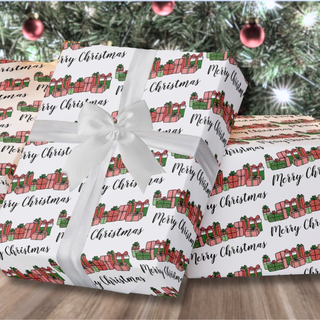 Papel De Presente Natal Alegre Colorido Fofo (Cute Colorful Merry Christmas Wrapping Paper )