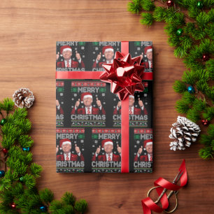 Papel De Presente Natal Alegre Divertido Donald Trump Papai Noel Xma