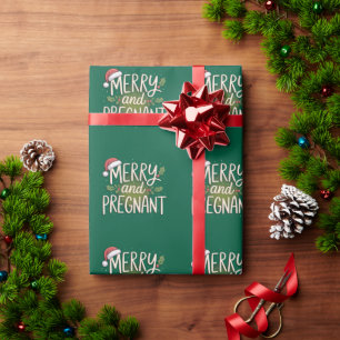 Papel De Presente Natal Alegre e Grávida Anúncio de Gravidez