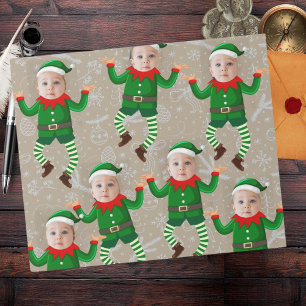 Papel De Presente Natal Alegre Elves engraçados do Papai Noel com ro