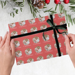Papel De Presente Natal Alegre Vermelho Brilhante Foto Moderna