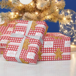 Papel De Presente Natal Alegre Xadrez Vermelho Branco Rústico
