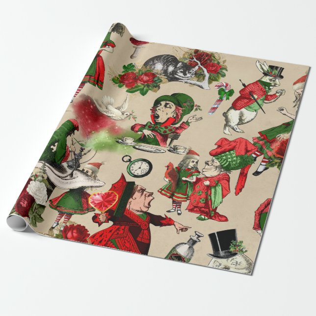 Papel De Presente Natal Alice no País das Maravilhas (Desenrolado)