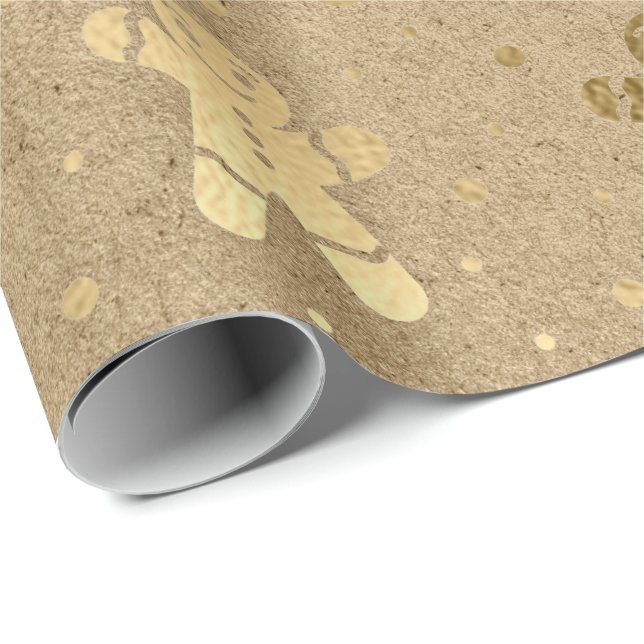 Papel De Presente Natal Ano Novo Pão Dourado Homem Kraft Joy (Ponta do rolo)